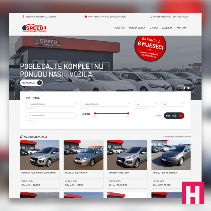 Website for car sale Speed